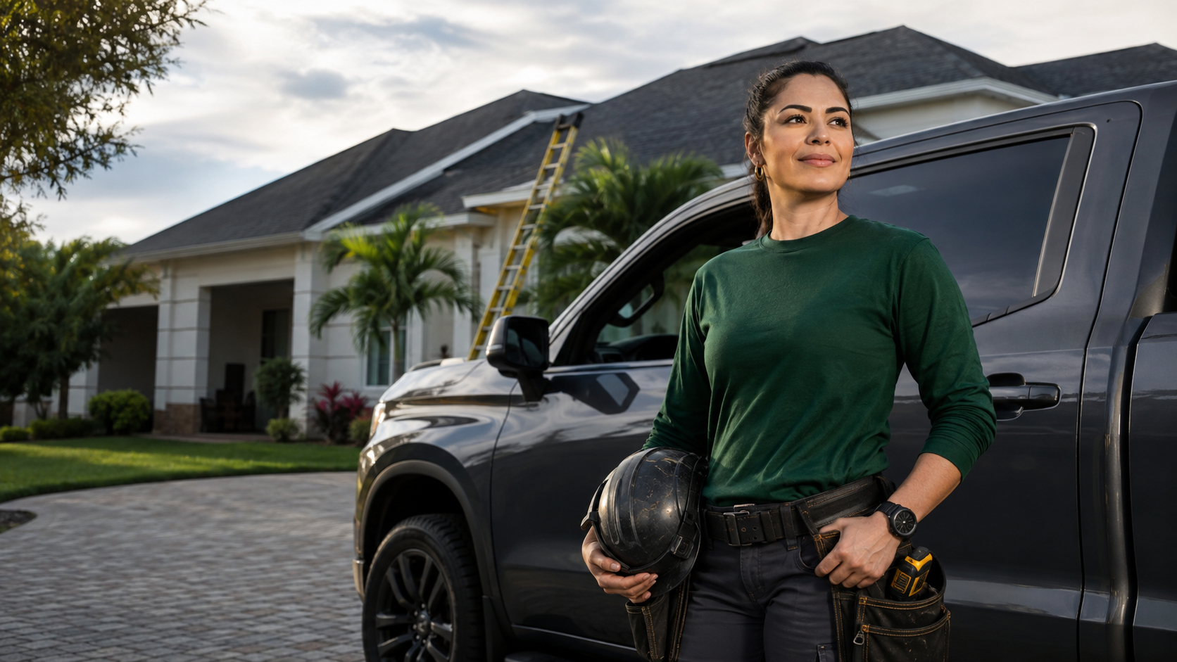 Roofing professional at a Central Florida home